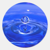 Cool Blue Water Droplet Ronde Sticker (Voorkant)