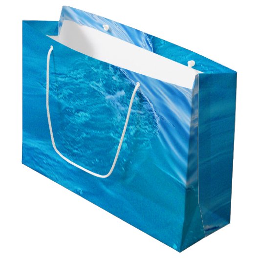 Cool Blue Water Wave Gift Bag Groot Cadeauzakje (Voorkant Gekanteld)