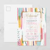 Cool Blue Waterverf Memphis Chic Rehearsal Dinner Uitnodiging Briefkaart (Voorkant / Achterkant)