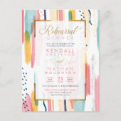 Cool Blue Waterverf Memphis Chic Rehearsal Dinner Uitnodiging Briefkaart (Voorkant)