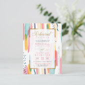 Cool Blue Waterverf Memphis Chic Rehearsal Dinner Uitnodiging Briefkaart (Staand voorkant)