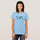 Cool Blue Wereldkaart T-shirt (Voorkant volledig)