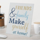 Cool Blue & White Friends & Family At Home Reclamebord Met Voetstuk (Insitu)