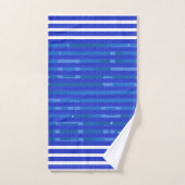 Cool Blue White Geometric Stripes Bad Handdoek (Handdoek)