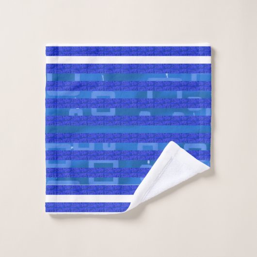 Cool Blue White Geometric Stripes Bad Handdoek (Wasdoekje)