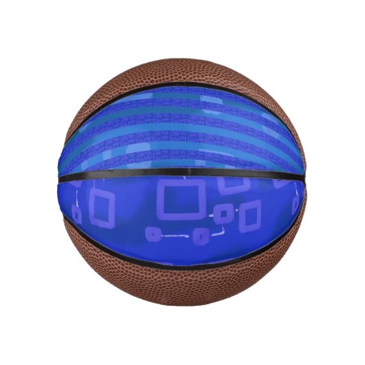 Cool Blue White Geometric Stripes Basketbal (Voorkant)