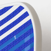 Cool Blue White Geometric Stripes Pickleball Paddle (Links Detail)