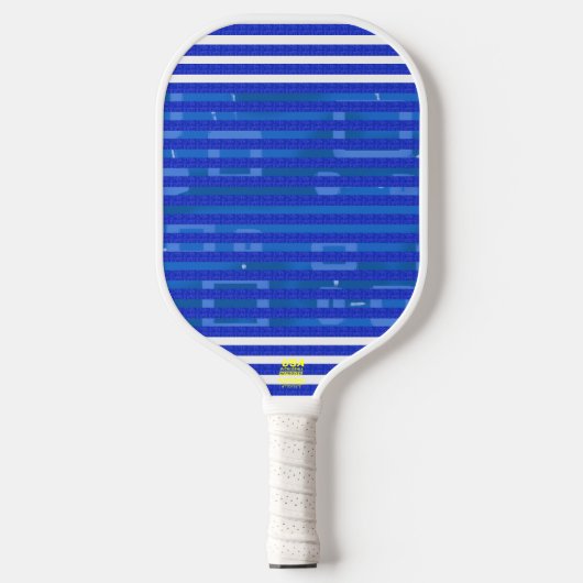Cool Blue White Geometric Stripes Pickleball Paddle (Voorkant)