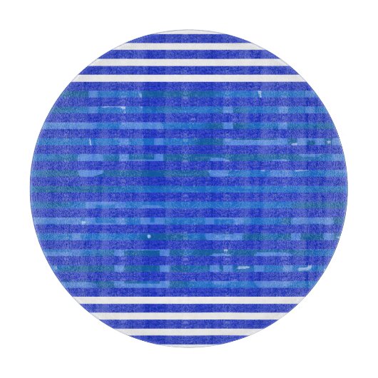 Cool Blue White Geometric Stripes Snijplank (Voorkant)