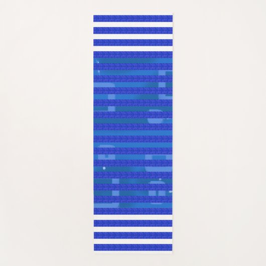 Cool Blue White Geometric Stripes Yogamat (Voorkant)
