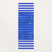 Cool Blue White Geometric Stripes Yogamat (Achterkant)