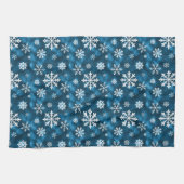 Cool Blue With White Snowflake Pattern Winter Theedoek (Horizontaal)