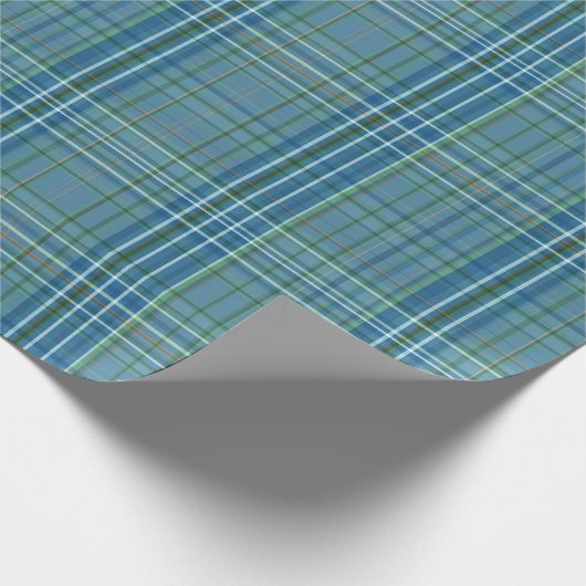 Cool Blue Woven Plaid Pattern Cadeaupapier (Hoek)