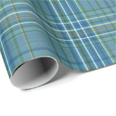 Cool Blue Woven Plaid Pattern Cadeaupapier (Rol Hoek)