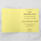 Cool Blue Yellow 13 Birthday Party Invitation Card Kaart (Binnen)