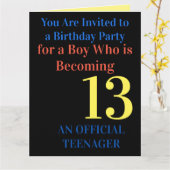 Cool Blue Yellow 13 Birthday Party Invitation Card Kaart (Gele Bloem)