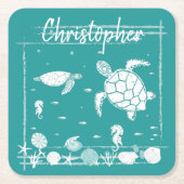 Cool Blue Zee Turks Kartonnen Onderzetters (Voorkant)