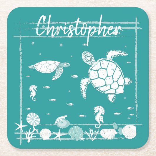 Cool Blue Zee Turks Kartonnen Onderzetters (Voorkant)