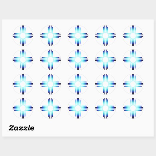 Cool Blue Zia Ronde Sticker (Vel)
