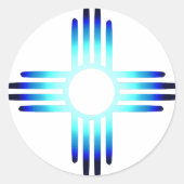 Cool Blue Zia Ronde Sticker (Voorkant)