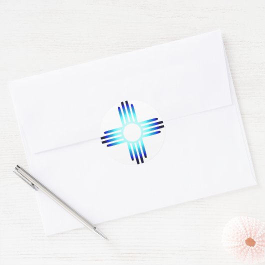 Cool Blue Zia Ronde Sticker (Envelop)