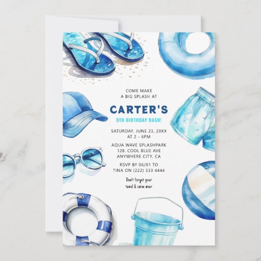 Cool Blue zomer jongens verjaardag Kaart (Voorkant)