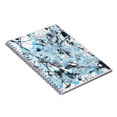 Cool Blue Zwart Wit Splatter Abstract Notitieboek (Rechterzijde)