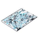 Cool Blue Zwart Wit Splatter Abstract Notitieboek (Linkerzijde)