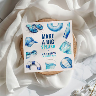 Cool Blue Zwembad Feest Zomer Jongens Verjaardag Servet