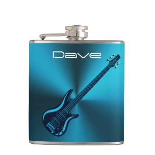 Cool Blues Electric Guitar Custom Music Flask Heupfles