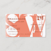 Cool Blush Rood en Wit met Initialen Stijlvol Visitekaartje (Achterkant)