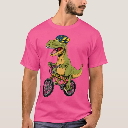 Cool BMX voor Heren Jongens Fietser T Rex Dinosaur T-shirt (Voorkant)