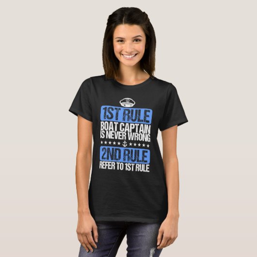 Cool Boat Captain is Never Wrong Hat T-shirt (Voorkant volledig)