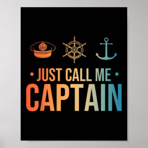 Cool Boat Captain Kunst Voor Mannen Vrouwen Zeilbo Poster