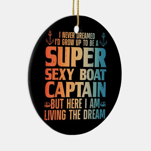 Cool Boat Kapitein Mannen Sail Pontoon Boati Keramisch Ornament (Rechts)