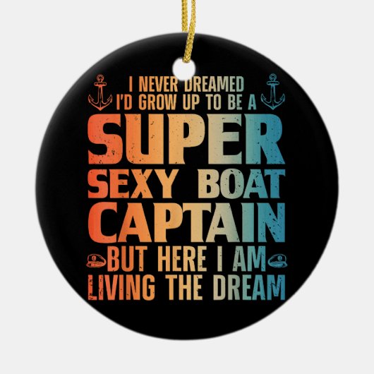 Cool Boat Kapitein Mannen Sail Pontoon Boati Keramisch Ornament (Voorkant)