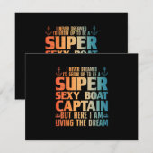 Cool Boat Kapitein Mannen Sail Pontoon Boati RSVP Kaartje (Voorkant / Achterkant)