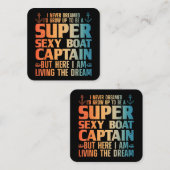 Cool Boat Kapitein Mannen Sail Pontoon Boati Vierkante Visitekaartje (Voorkant / Achterkant)