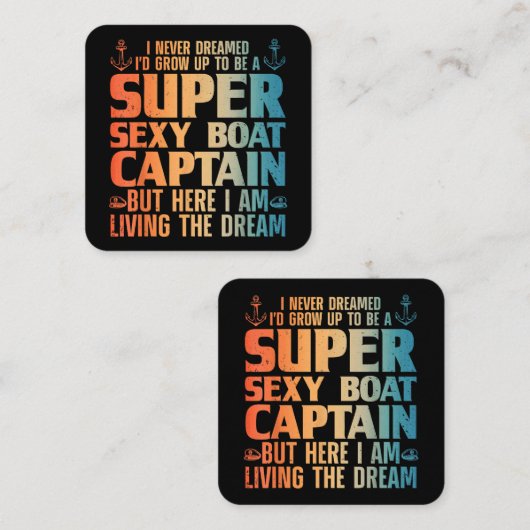 Cool Boat Kapitein Mannen Sail Pontoon Boati Vierkante Visitekaartje (Voorkant / Achterkant)