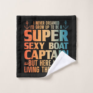 Cool Boat Kapitein Mannen Sail Pontoon Boati Washandje