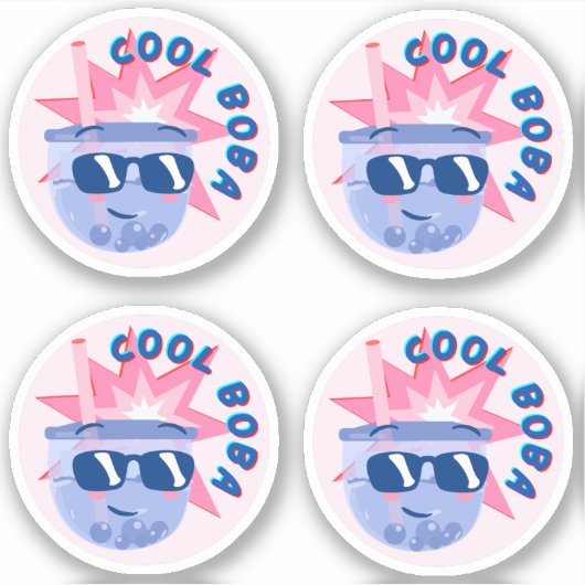 Cool Boba- Verpakking van 4 Sticker (Voorkant)