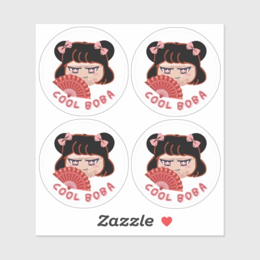 Cool Boba- Verpakking van 4 Sticker (Vel)
