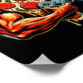 Cool Bodybuilding Gamer Pizza Cadeau 2 Poster (Hoek)