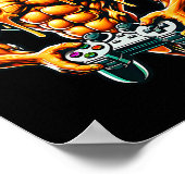 Cool Bodybuilding Gamer Pizza Cadeau Poster (Hoek)