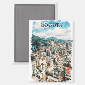 Cool Bogota Colombia CIty Uitzicht Waterverf Magneet (Voorkant / Achterkant)