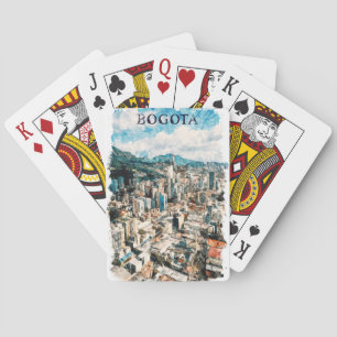 Cool Bogota Colombia CIty Uitzicht Waterverf Pokerkaarten