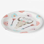 Cool Boho Floral Koe Schedel Papieren Bordje (Gekanteld)