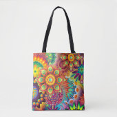 Cool Boho Psychedelic Art gepersonaliseerd Tote Bag (Voorkant)