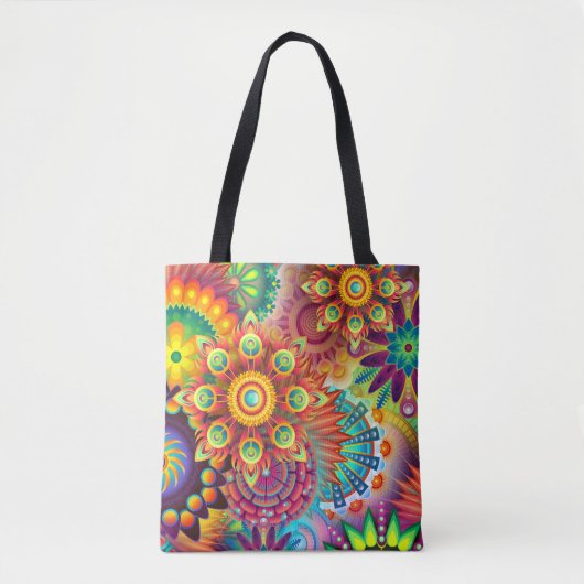 Cool Boho Psychedelic Art gepersonaliseerd Tote Bag (Voorkant)