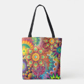 Cool Boho Psychedelic Art gepersonaliseerd Tote Bag (Achterkant)